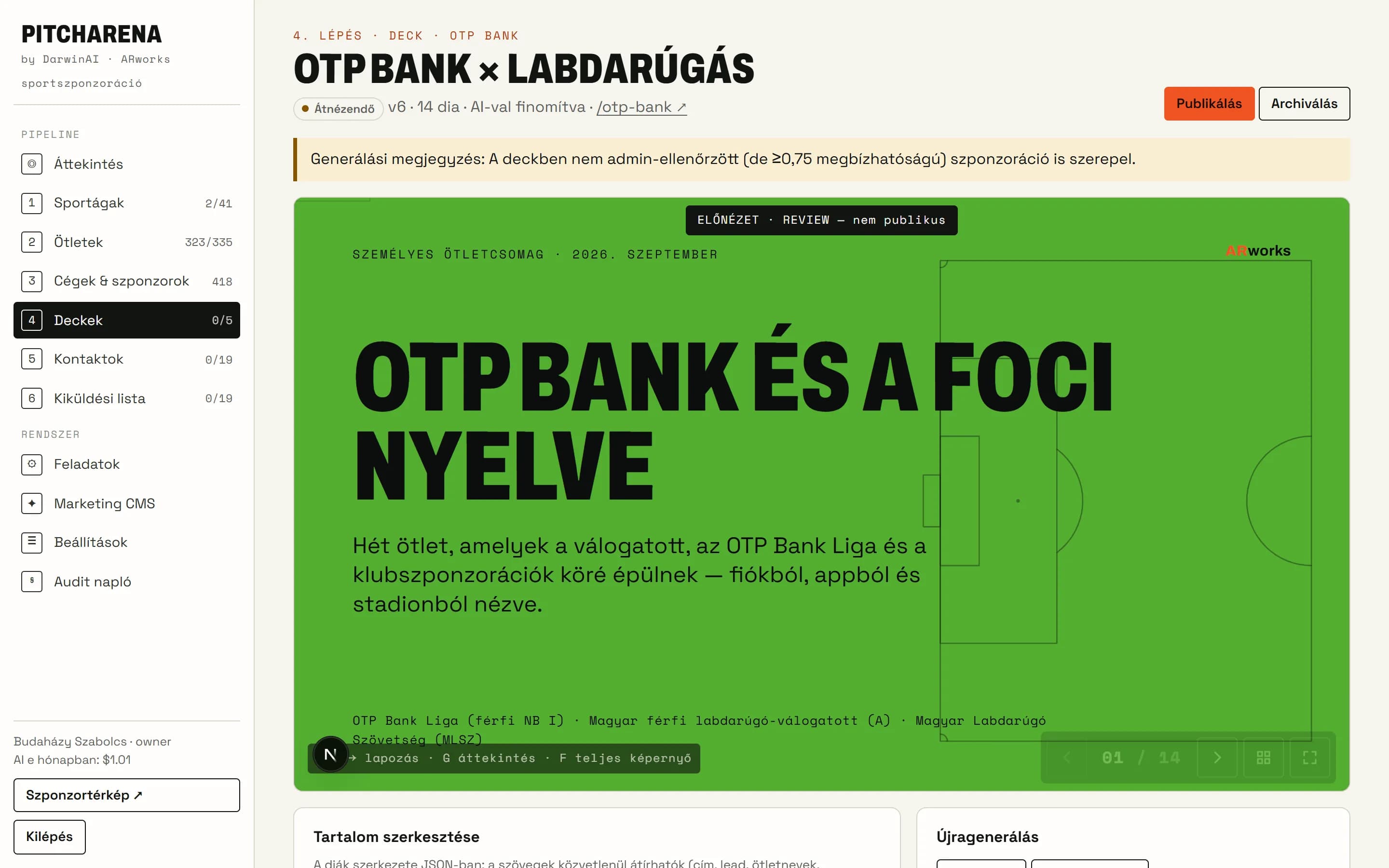 4. lépés · Deckek: Személyes prezentáció a márka színeiben
